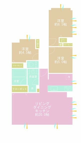 コスモ菊川壱番館(3LDK) 4階の間取り図