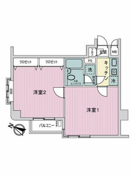 ライオンズマンション江古田第2(2K) 3階の内観
