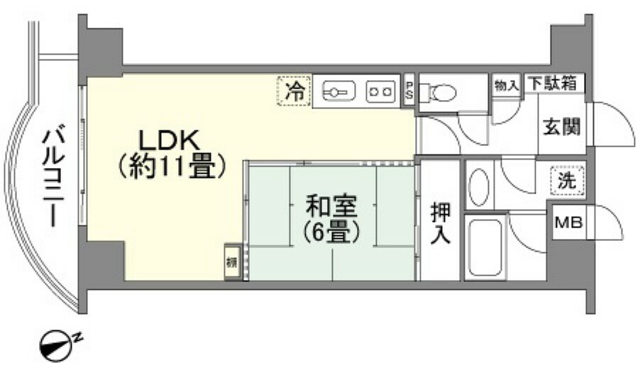 エスカール御宿(1LDK) 2階の間取り図