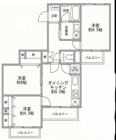 ライオンズマンション瀬谷(3DK) 3階の間取り図
