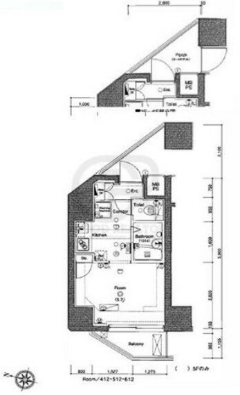 ラグジュアリーガーデン東松戸(1K) 3階の間取り図