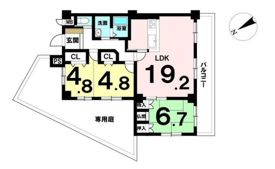 フレスト一宮(3LDK) 1階の間取り図