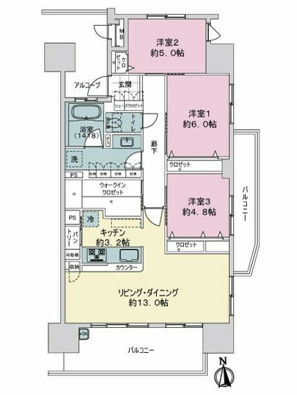 サーパス上野町レジデンス(3LDK) 5階の内観