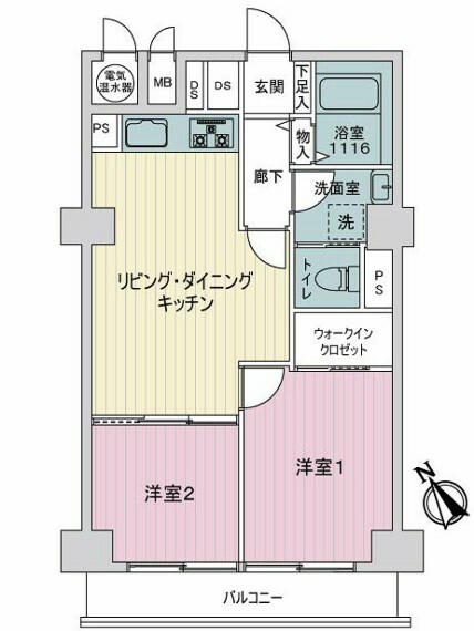 上野ロイヤルハイツ(2LDK) 14階の間取り図