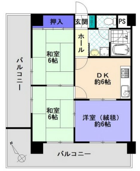 湊川サンクレバー(3DK) 3階の間取り図