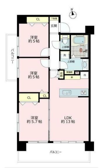 グランイーグル横濱鶴見3(3LDK) 2階の内観