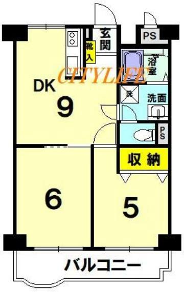 吉祥院ガーデンハイツA棟(2DK) 1階の間取り図