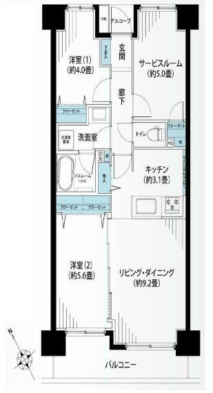 パーク・ノヴァ藤沢(2LDK) 4階の間取り図