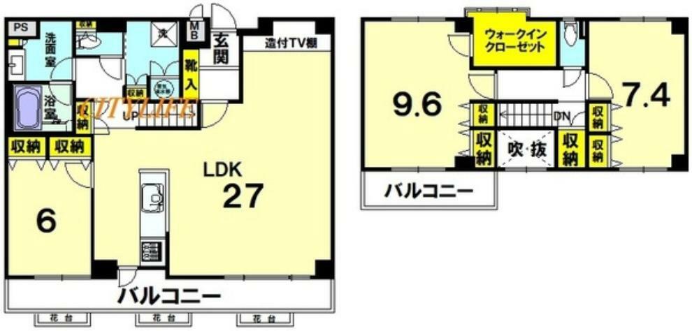 グランフォルム清水別邸(3LDK) 5階の間取り図