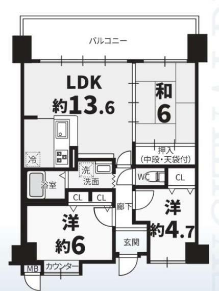 レックスシティアルベール(3LDK) 10階の間取り図