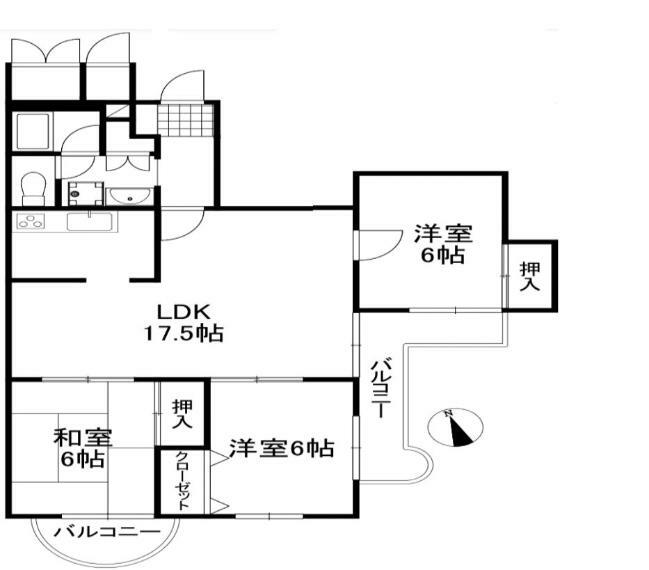 コスモハイツニュー甲子園(3LDK) 3階の内観