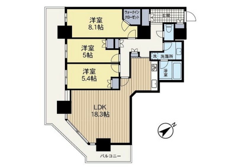 リエトコート武蔵小杉イーストタワー(3LDK) 24階の間取り図