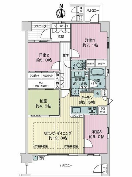 はなみずきコート嵐山松尾2番館(4LDK) 2階の間取り図
