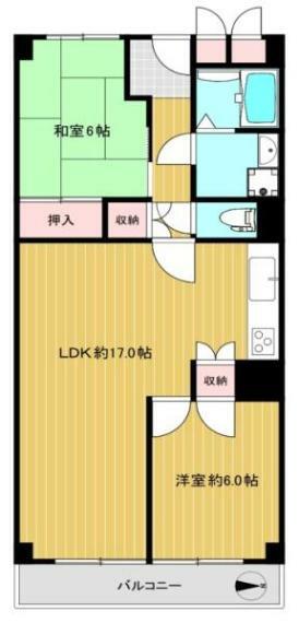 日商岩井京橋ハイツ(2LDK) 5階の間取り図
