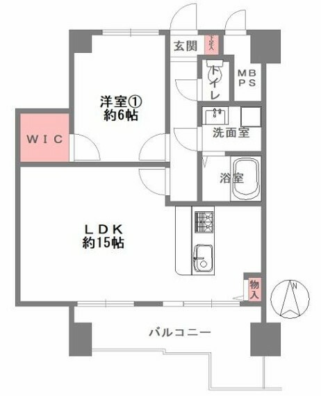 ライオンズマンション都島第2(1LDK) 6階の間取り図
