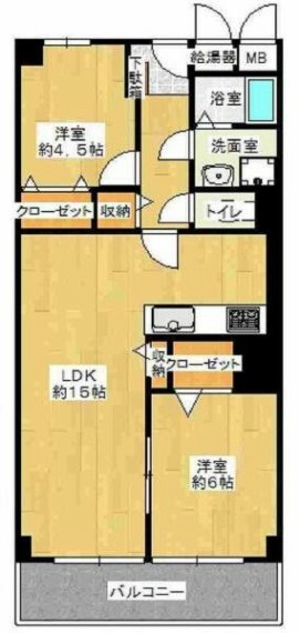野田パークマンション(2LDK) 4階の内観