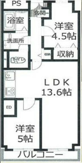 野田パークマンション(2LDK) 5階の内観