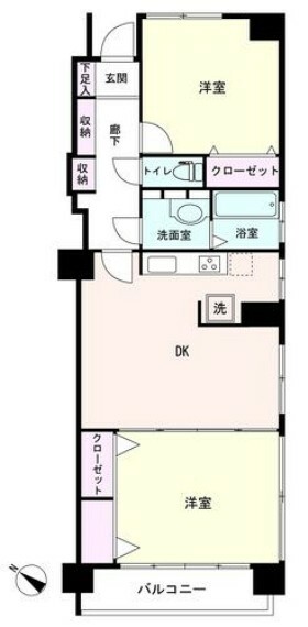目黒フラワーマンション(2DK) 1階の間取り図
