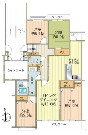 ホームタウン松木(4LDK) 2階の間取り図