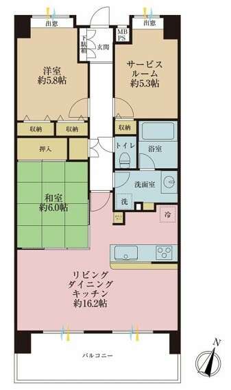 日神パレステージ草加新田(2LDK) 2階の間取り図