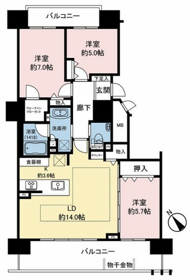 東西線「琴似」駅まで徒歩8分、15階建14階住戸、専有面積81.29平米の3LDK！