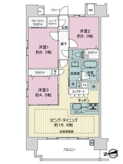 プレサンスロジェ庄内通(3LDK) 11階の間取り図