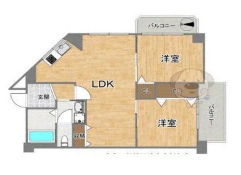 グリーンハイツ東三国(2LDK) 7階の間取り図