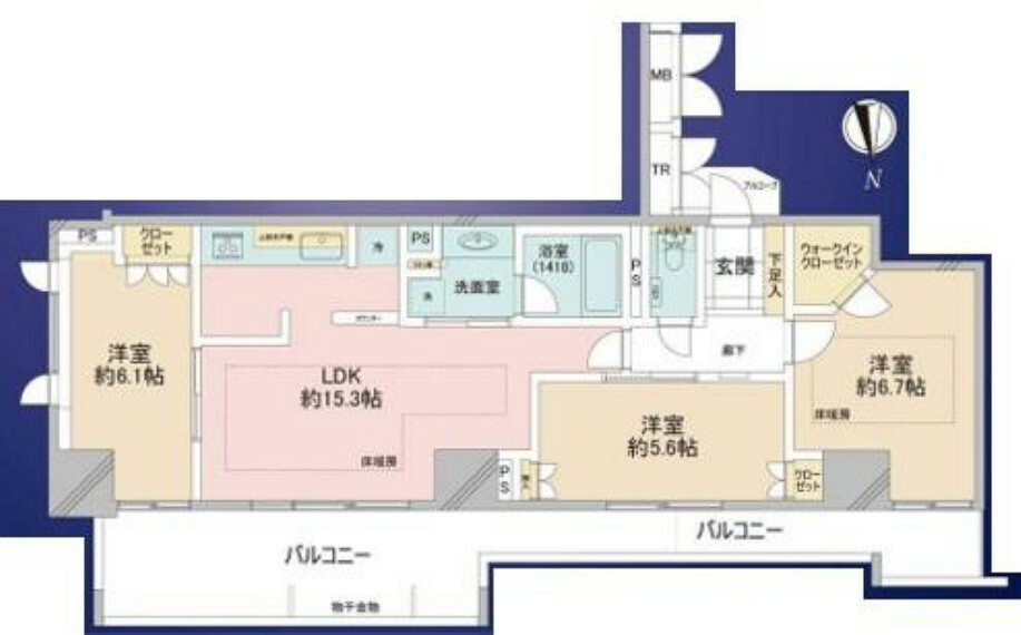 アップルタワー大阪谷町(3LDK) 25階の間取り図