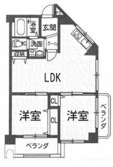 グリーンハイツ東三国(2LDK) 9階の間取り図