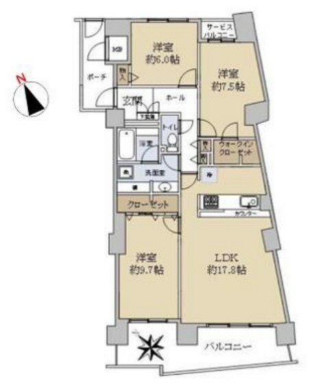 ベイシティ大阪センタープラザ(3LDK) 6階の間取り図
