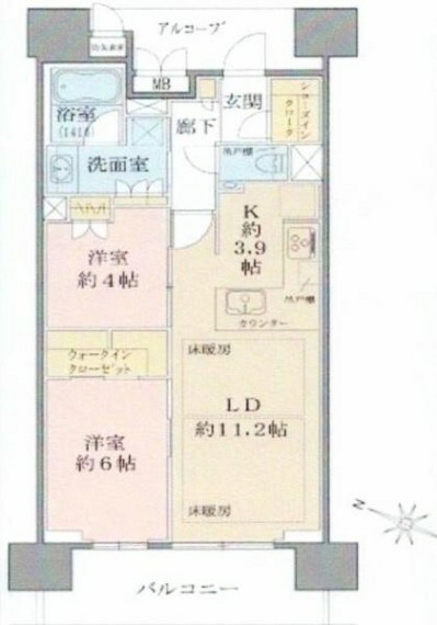 パークナード新梅田アーバンパレス(2LDK) 19階の間取り図