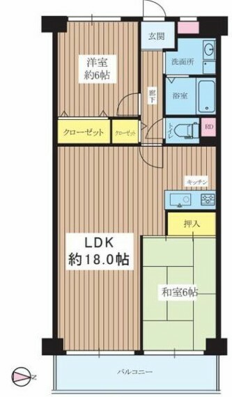 新大阪第一グリーンマンション(2LDK) 7階の内観