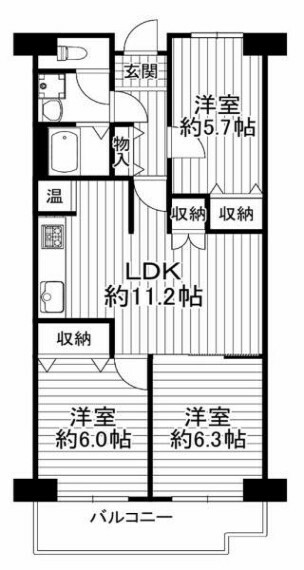 フルーレ第二新大阪(3LDK) 8階の間取り図