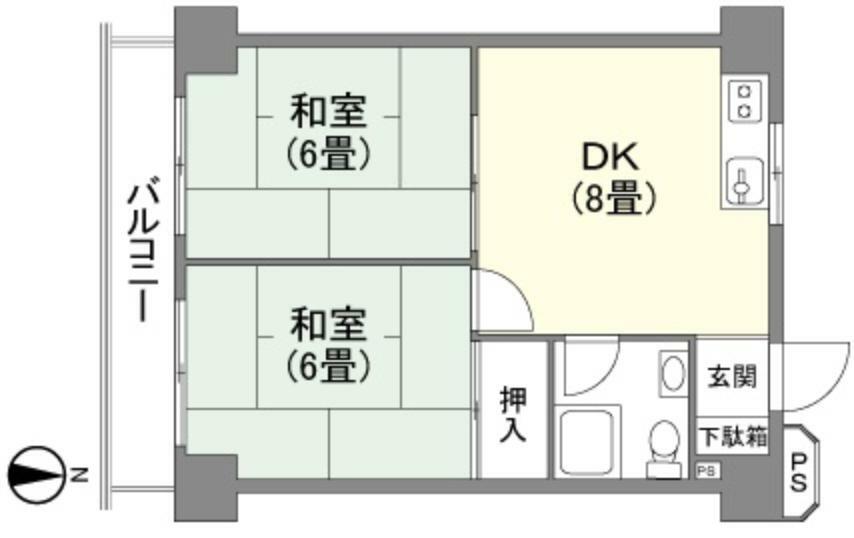 センチュリー御宿シーサイド(2DK) 9階の間取り図