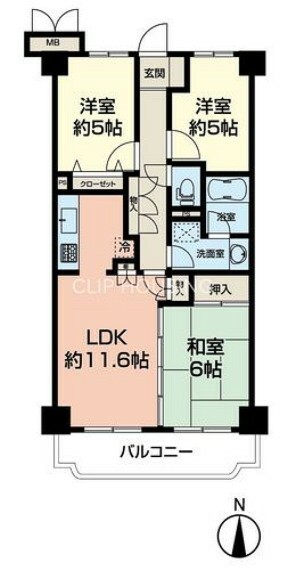 サニークレスト湘南平塚弐番館(3LDK) 3階の間取り図
