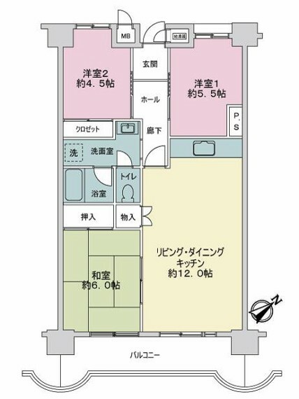 東桜スカイハイツ(3LDK) 8階の間取り図