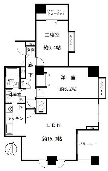 レクシオ環状通東(2LDK) 5階の間取り図