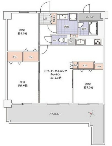 ライオンズマンション谷塚駅前第二(3LDK) 5階の内観