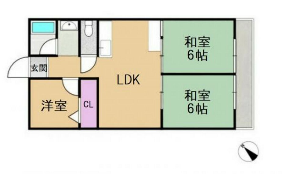 東大阪スカイハイツ(3LDK) 2階の間取り図