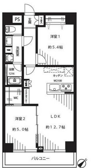 セブンスターマンション第5五反田(2LDK) 5階の間取り図