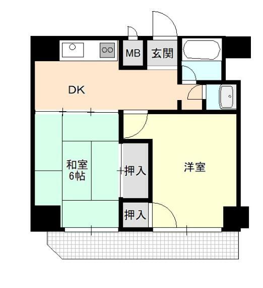 オオサキ竹ノ塚マンション(2DK) 3階の内観