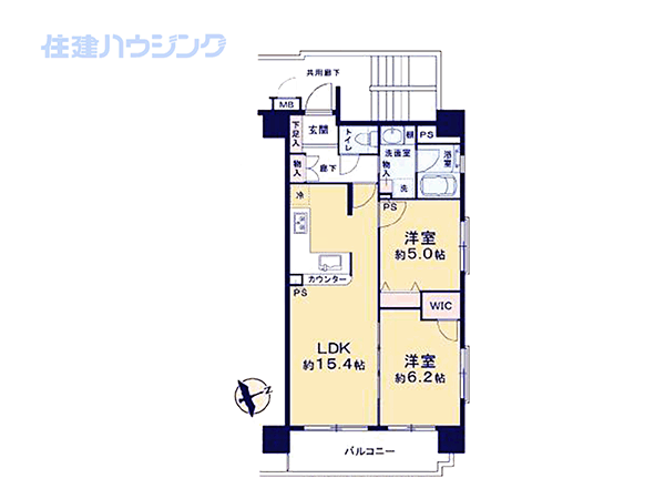 メロディーハイム銀座東(2LDK) 2階の間取り図