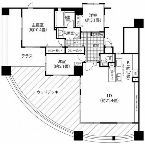 セレッソコート神戸花隈公園(3LDK) 9階の間取り図