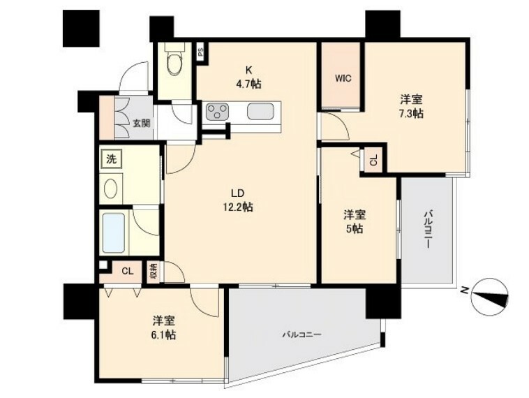 コンフォート宜野湾スカイビュー(3LDK) 9階の間取り図