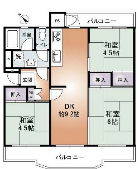 男山第4住宅316号棟(3DK) 4階の内観