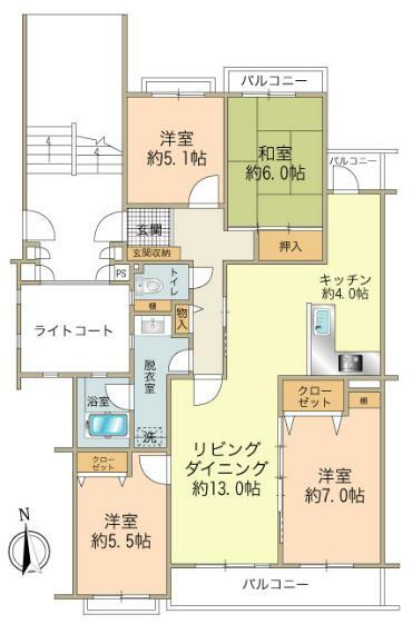 ホームタウン松木(4LDK) 2階の間取り図