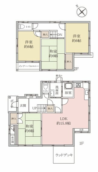 建物面積93.57平米（28.3坪）の4LDK。全居室南西向きの為、陽当り・通風良好。全居室6畳以上。