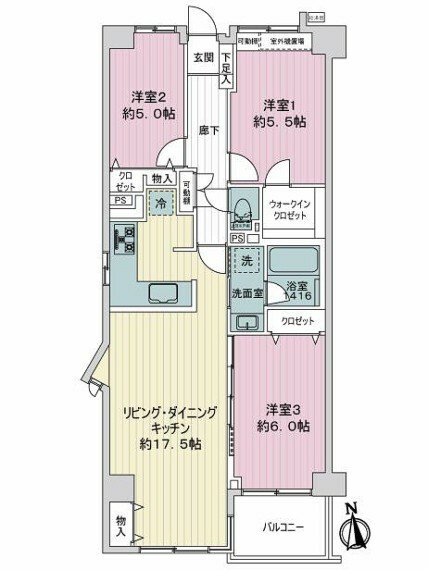 シティプラザ富士見町(3LDK) 8階の内観