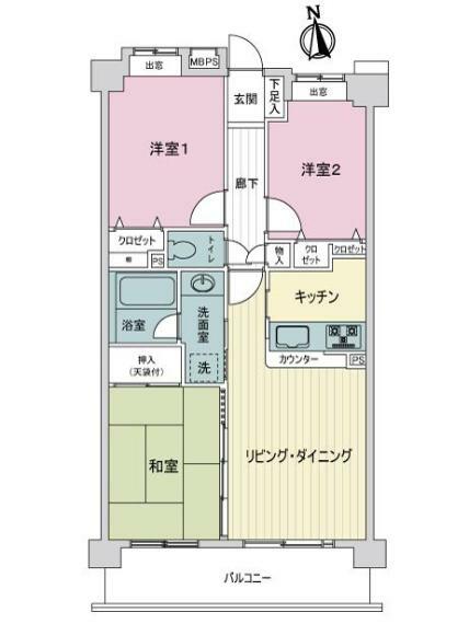 ライオンズシティ竹の塚第2(3LDK) 8階の間取り図