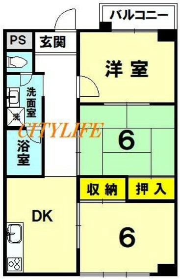 桃山ホームプラザ(3DK) 4階の間取り図
